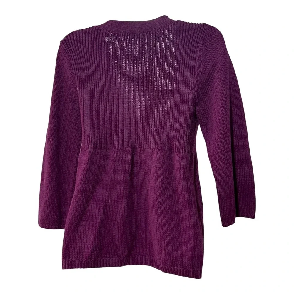 Boden Purple Ribbed 3/4 Sleeve‎ V Neck Cardigan Sweater Women's UK10 US6 - Picture 4 of 6